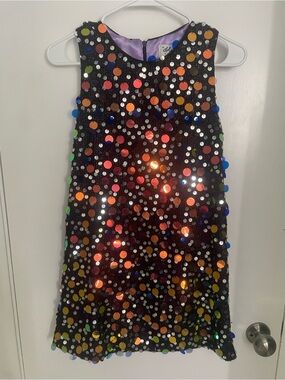Lola + The Boys Black Sequin Dress with Iridescent Discs